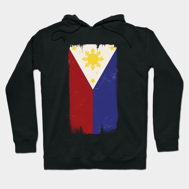 Philippines Flag Grunge Style Hoodie by SunburstGeo